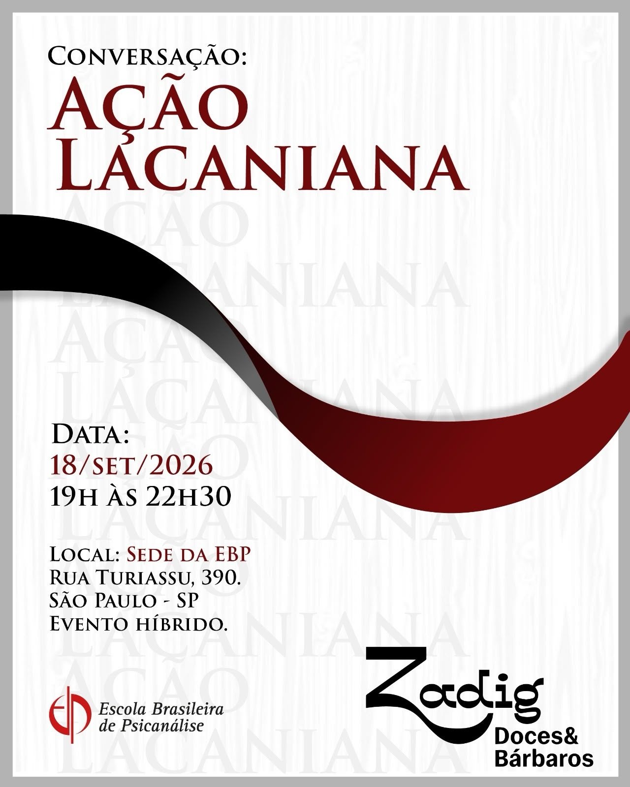 Cartaz oficial do evento Conversação: Ação Lacaniana