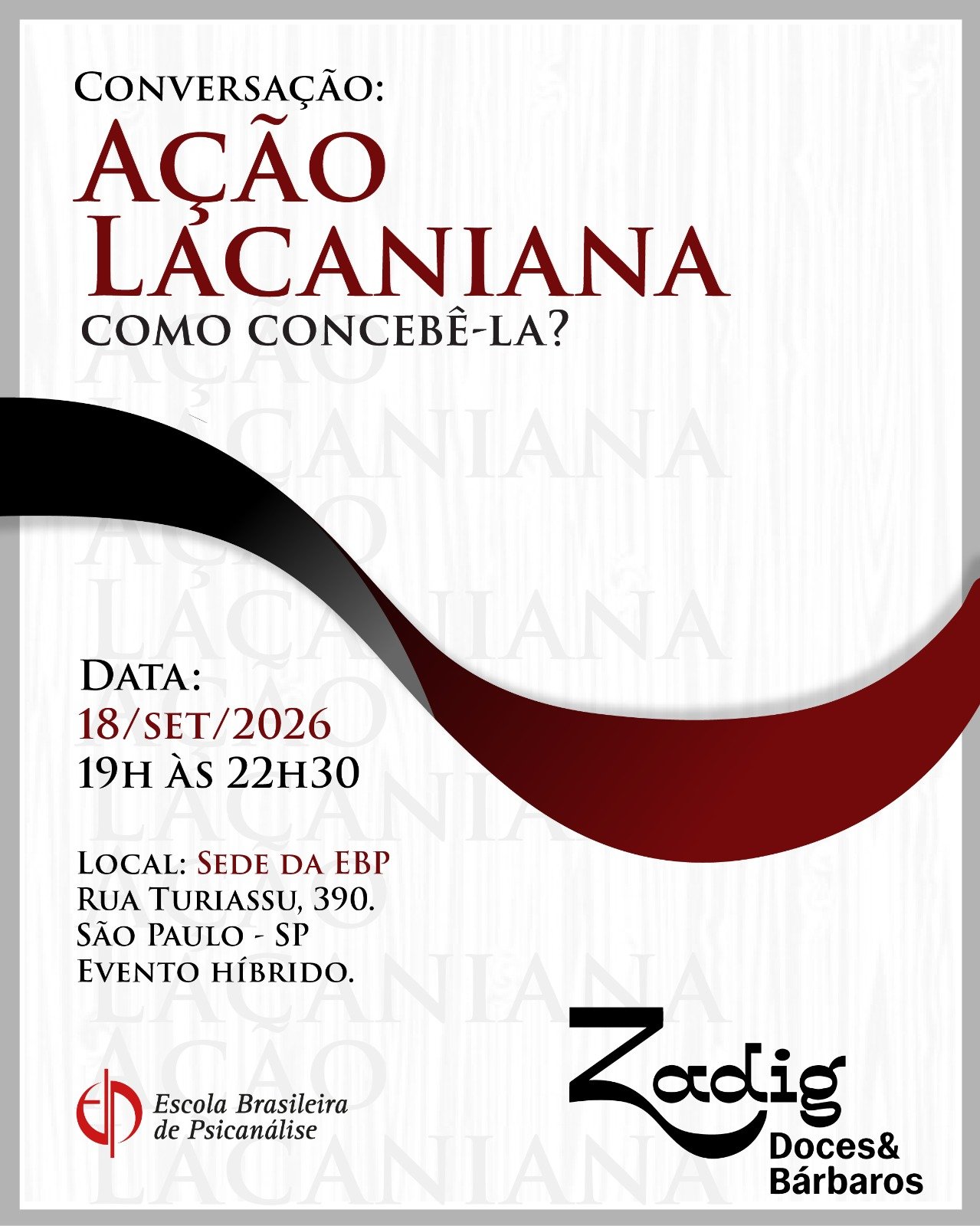 Cartaz oficial do evento Conversação: Ação Lacaniana